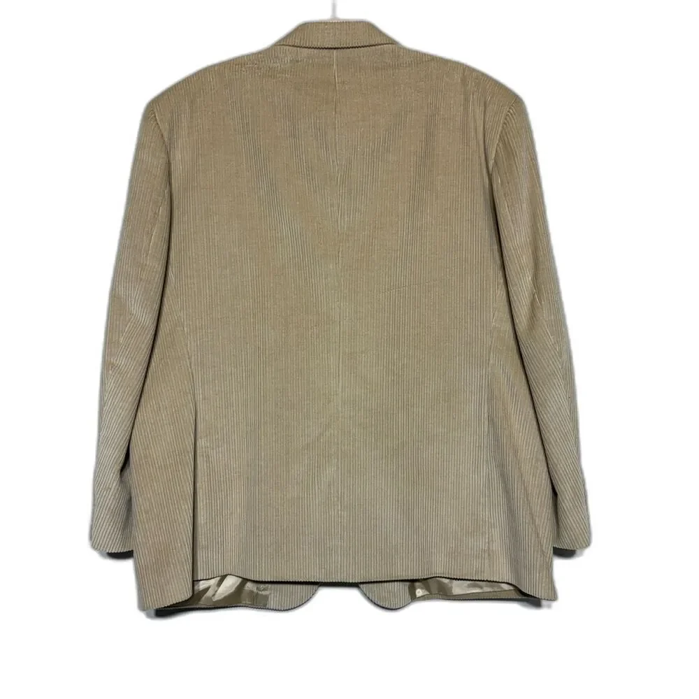 Nautica Corduroy Blazer Mens 48S Tan Camel Cotton Sport Coat Academic Vintage